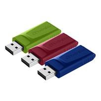 Verbatim USB flash disk, USB 2.0, 16GB, Slider, žalia, mėlyna, raudona, 49326, USB A, su wysuwanym su ...