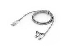 Verbatim 48869 USB kabelis 1 m USB A Micro-USB B/Lightning Aliuminis, Pilka