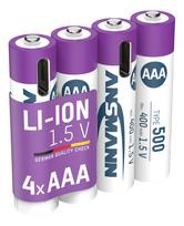 aaa 1.5v - Ansmann Lithium-Ion AAA 1.5V 500mAh 4 vnt. - 1 nuotrauka