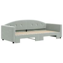 istraukiama sofa lova - Sofa-lova vidaXL, 90x190 cm, šviesiai pilka, su ištraukiama dalimi - 1 nuotrauka