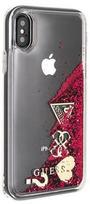 Guess Glitter Hearts Back Case For Apple iPhone X/XS Red
