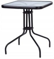 grudintas stiklas terasa - Lauko stalas ModernHome, skaidrus/juodas, 60 cm x 60 cm x 70 cm - 1 nuotrauka
