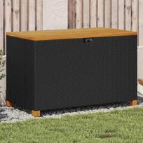 Sodo daiktadėžė poliratano ir akacijos : Dydis - 110 x 55 x 63 cm, Spalva - Juoda