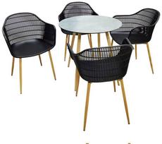 Lauko baldų komplektas Patio Igor, juodas/pilkas, 4 vietų