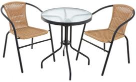 Lauko baldų komplektas Patio Bistro, juodas/rudas, 2 vietų