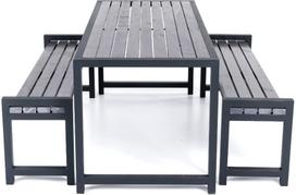 Lauko baldų komplektas DM Grill, pilkas, 4 vietų