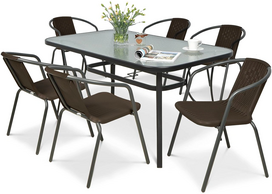 Lauko baldų komplektas Simple 001521, rudas, 6 vietų
