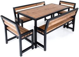 Lauko baldų komplektas DM Grill Garden 4 Comfort, rudas, 6 vietų
