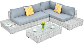 Lauko baldų komplektas Focus Garden Verona Basic, baltas/šviesiai pilka, 1-4 vietų