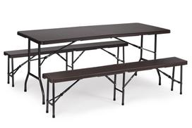 stalas lauko 180 - Lauko baldų komplektas ModernHome RZK-180B+2PCS RBK-18, juodas, 1-8 vietų - 1 nuotrauka