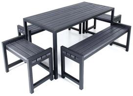Lauko baldų komplektas DM Grill Garden 4, juodas/tamsiai pilka, 6 vietų
