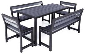 Lauko baldų komplektas DM Grill Comfort 4, juodas/pilkas, 6 vietų