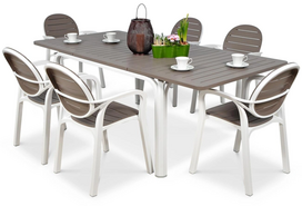 Lauko baldų komplektas Palma/Alloro Bianco Tortora, baltas/pilkas, 6 vietų