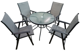 Lauko baldų komplektas Besk Garden Set, juodas/pilkas, 4 vietų