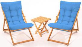 Lauko baldų komplektas Kalune Design MY005, mėlynas/medžio, 2 vietų