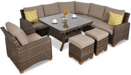 Lauko baldų komplektas Focus Garden Toledo Dining, rudas, 9 vietų