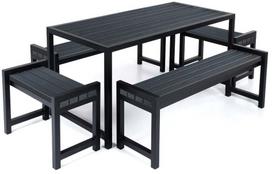 Lauko baldų komplektas DM Grill Garden 4, juodas, 6 vietų