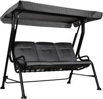 supynes stogelis - Outsunny 3 sėdimų vietų sodo sūpynės, reguliuojamas stogelis nuo saulės - pilka 200 x 120 x 170 cm - 1 nuotrauka