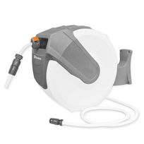 Automatinė žarnos ritė Bradas Baltas LINE su laistymo žarna 1/2" 35m ir priedais