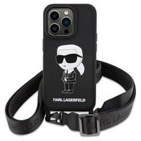 iphone 13 telefono deklas karl lagerfeld - Karl Lagerfeld "Crossbody Silicone Ikonik iPhone 15" Black - 1 nuotrauka