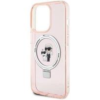 iphone 15 pro telefonai - Karl Lagerfeld "Ring Stand Karl and Choupettte MagSafe iPhone 15 Pro" Pink - 1 nuotrauka