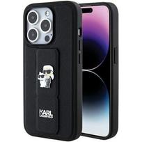 Karl Lagerfeld "Gripstand Saffiano Karl and Choupette Pins iPhone 15 Pro Max" Black