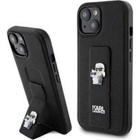Karl Lagerfeld "Gripstand Saffiano Karl and Choupette Pins iPhone 15 Plus" Black