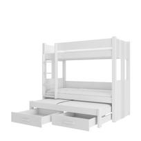 Vaikiška lova dviaukštė su ištraukiama papildoma lova ADRK Artema, balta, 90 x 200 cm, be čiužinio