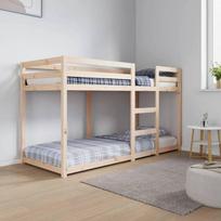 Dviaukštė lova iš pušies medienos masyvo : Dydis - 75 x 190 cm, Spalva - Natūrali