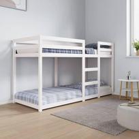 Dviaukštė lova iš pušies medienos masyvo : Dydis - 75 x 190 cm, Spalva - Balta