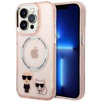 telefono deklas iphone 14 pro max - Karl Lagerfeld "Karl and Choupette Aluminium Magsafe iPhone 14 Pro Max" Pink - 1 nuotrauka