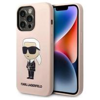 iphone 14 silikoninis deklas - Karl Lagerfeld "Liquid Silicone Ikonik iPhone 14 Pro" Pink - 1 nuotrauka