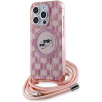 iphone 15 pro telefonai - Karl Lagerfeld "IML Crossbody Monogram Head MagSafe iPhone 15 Pro" Pink - 1 nuotrauka