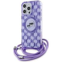 iphone 15 pro telefonai - Karl Lagerfeld "IML Crossbody Monogram Head MagSafe iPhone 15 Pro" Purple - 1 nuotrauka
