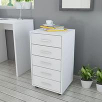 Biuro spintelė VLX Mobile Cabinet SBLVXL243064, balta (White), 5 stalčiai, su ratukais