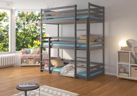 Dviaukštė lova Adrk Furniture Tedro, 90x200 cm, pilka