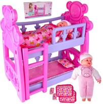 Dviaukštė lėlės lova su priedais Sweet Baby