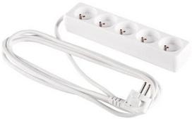 Elcan Extension Cord 5 Outlet 250V 10A 3m White