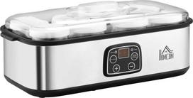 plastiko aparatas - HOMCOM Jogurto gaminimo aparatas 25 W, LCD ekranas, 8 indeliai su dangteliu, 180 ml - 1 nuotrauka