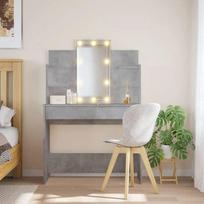 vidaXL Kosmetinis staliukas su LED lemputėmis, pilkas (Betono), 96x40x142cm