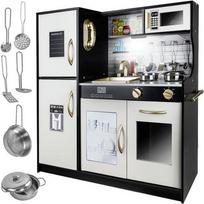 virtuvele vaikams - Vaikiška medinė virtuvėlė Kruzzel 22116, balta/juoda (White/Black) - 1 nuotrauka