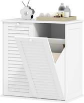 skalbykles - Vonios spintelė HOMCOM Skalbyklė su 2 skalbinių krepšiais, balta (White) - 1 nuotrauka