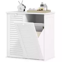 skalbykles - Vonios spintelė HOMCOM Skalbyklė su 2 skalbinių krepšiais, balta (White) - 2 nuotrauka