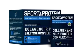 kolageno milteliai - BIOFARMACIJA SPORT & PROTEIN kolageno ir pieno baltymų kompleksas, 28 pakelių - 2 nuotrauka