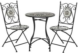 Lauko baldų komplektas Outsunny, mozaikinis stalas Ø60 x 71 cm + sulankstomos kėdės, Pilka (Gray)