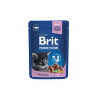 Šlapias kačių maistas Brit Premium By Nature Kitten White Fish, žuvis, 0.100 kg