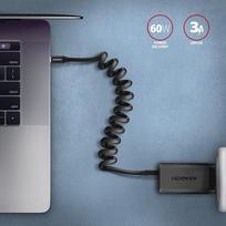 usb type c charging cable - Axagon Data and charging USB 2.0 cable 1.1 m long. PD 60W, 3A. Black twisted. - 4 nuotrauka