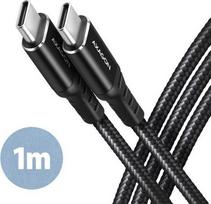 Axagon Data and charging USB 2.0 cable length 1 m. 3A. PD 60W, 3A. Black braided.