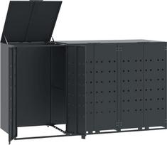 dezes konteineriam - Vidaxl Stoginė trim konteineriams 207x79x117 cm, Antracito (Anthracite) - 2 nuotrauka