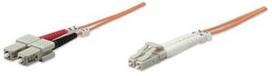 Intellinet LC-SC Fiber Optic Patch Cable OM-3 Orange 1m